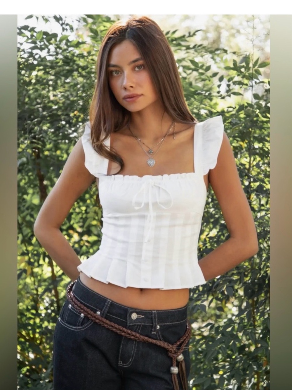 🆕🍓White Ruffle Poplin Top